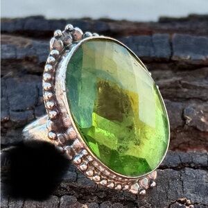 New Peridot Ring Sterling Silver size 7